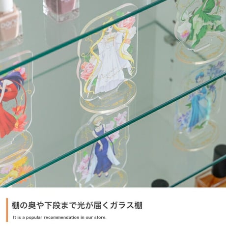 コレクションケース ガラスケース フィギュアケース ディスプレイラック 推し活収納 ケース シェルフ ラック チェスト キャビネット 推し活 推し 飾る ガラス棚 可動棚 4段 引き出し 扉付き かわ