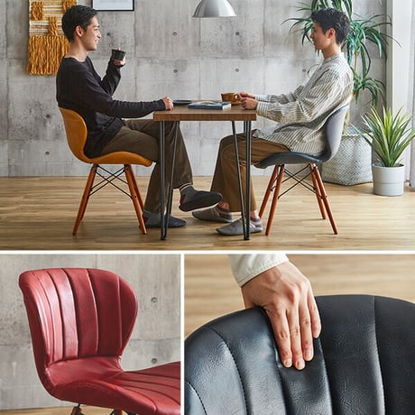 レザー調ダイニングチェア2脚 75幅テーブル 3点セット Layne×Umbure ダイニングテーブルセット テーブル チェア 2人掛け スチール脚 3点セット カフェ ヴィンテー