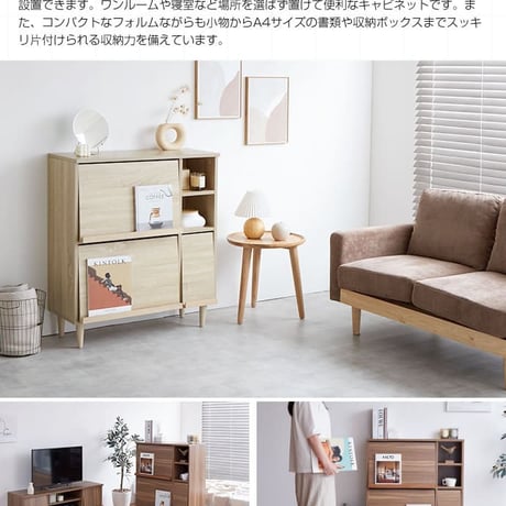 キャビネット 本棚 扉付 棚 サイドキャビネット 木製 壁面収納 扉付き 扉 プッシュ扉 横置き 2段 収納 書棚 ボックス 本収納 幅110cm 日本製 ラック サイドボード 扉