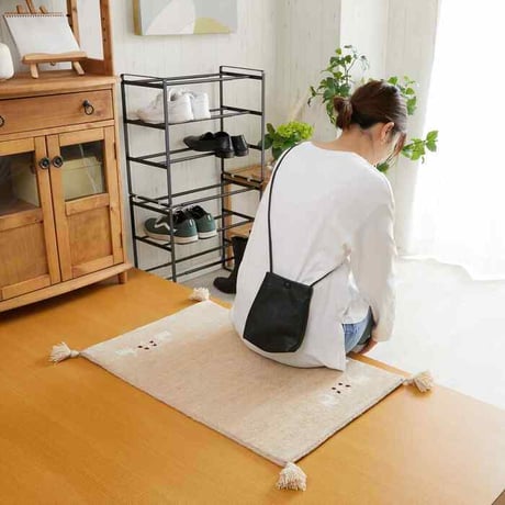 玄関マット 室内 50x80cm ミニラグ ホノカ 6色対応 玄関 ラグ おしゃれ 屋内 ウール100％ ラグマット ウールラグ 長方形 ギャッベ 手織り 防炎 オールシーズン シンプル 50×80