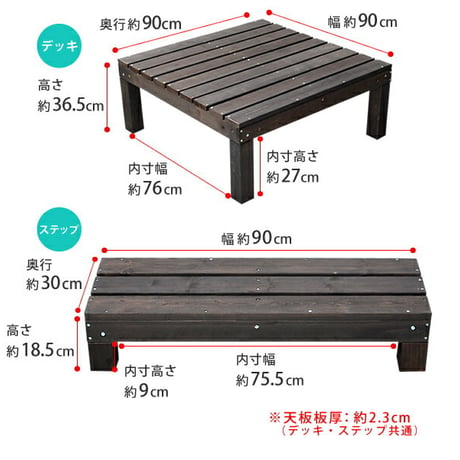 ユニットウッドデッキ harmonie アルモニー 90×90 4個組 ステップ付