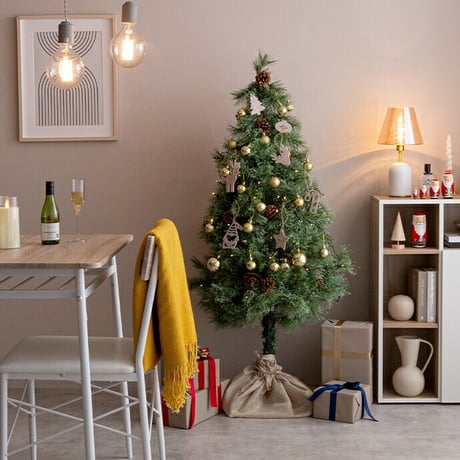 ツリー クリスマスツリー オーナメントセット オーナメント ヌードツリー もみの木 セット 組み立て簡単 ledライト 脚カバー リアル 小さい 散らからない 電池式 コントローラ