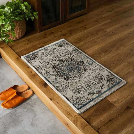 玄関 屋内 屋外 輸 入 ネカル アイボリー 約50×80cm 長方形 民族調 エスニック モダン シンプル オールシーズン 丈夫  50×80cm ノーア アイボリー