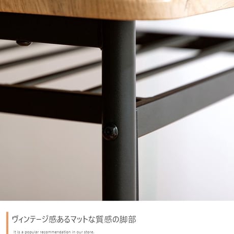 幅110cm ダイニングテーブル+ダイニングベンチ+チェア2脚 テーブル センターテーブル リビングテーブル チェア 椅子 ベンチ アイアン脚 ヴィンテージ風 小物収納 家具 イン