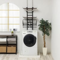 洗濯機ラック 突っ張り バスケット2個 幅59cm 高さ200～255cm ランドリーラック WJ-9301