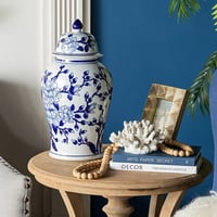 シノワズリ・壺・磁器・WH/BL ホワイト ブルー
