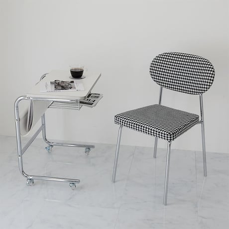 ダイニング家具 チェア ダイニングチェア スチール脚 ラウンド 椅子 ホーム レストラン カフェ ダイニング ミニマリスト シンプル オフィス 韓国インテリア 千鳥 チェック