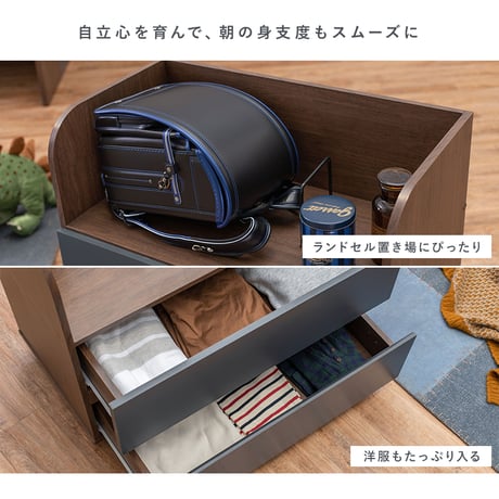 システムベッド システムベッド デスク＋ワゴン＋ベッド 3点セット ロフトベッド ベッド下収納 キャスター付き デスク 学習デスク 勉強机 サイドワゴン かわいい 子供部屋 キッ