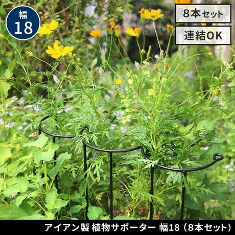 アイアン製植物サポーター 幅18 8本セット IF-N0050-8P 奥行10 高さ50 ハーフリング 倒れ防止 広がり抑制 スチール 鉄製 支柱 園芸 植物サポート フラワーサポート 菜園 花壇