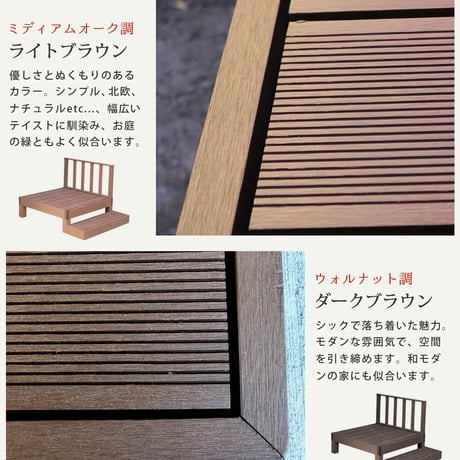 人工木ウッドデッキ ecofeel エコフィール 1台 ステップ・フェンスセット PWDE-1P-SFSET
