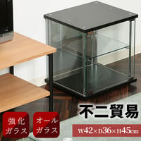 不二貿易 ガラス コレクションケース 4段 ブラック 扉付き 透明 強化ガラス棚 高さ45cm 幅42.5cm 奥行き36.5cm 耐荷重5kg 推し活コレクション収納
