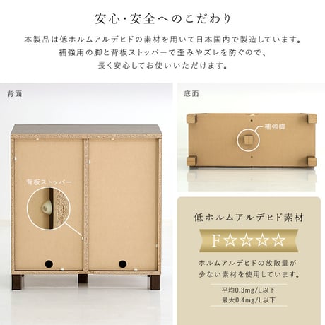 日本製 プッシュ式扉付きキャビネット 75cm 収納棚 プッシュ扉 配線穴付き 可動棚 リビング収納 サイドボード 木製 おしゃれ 北欧 壁付け収納 脚付き 脚なし 収納家具 扉付き キャビネット収