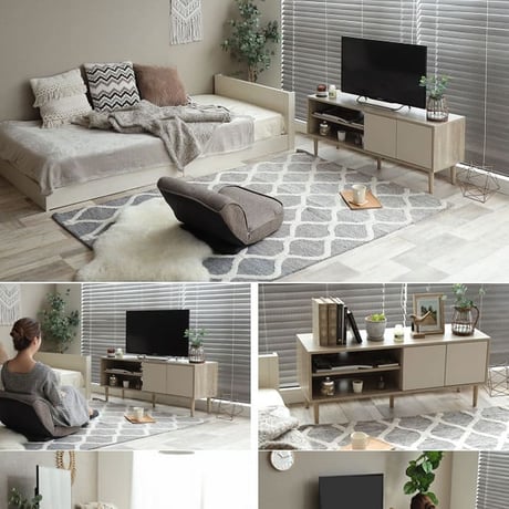 バイカラーテレビボード 幅110cm テレビ台 リビングボード テレビラック TVボード TV台 TVラック おしゃれ AV収納 ナチュラルモダン コンパクト 収納 扉付き Eri