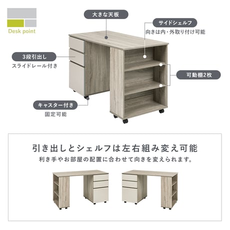 システムベッド RB-1642S デスク＋ワゴン＋ベッド 3点セット ロフトベッド ベッド下収納 キャスター付き デスク 学習デスク 勉強机 サイドワゴン かわいい 子供部屋 キッ