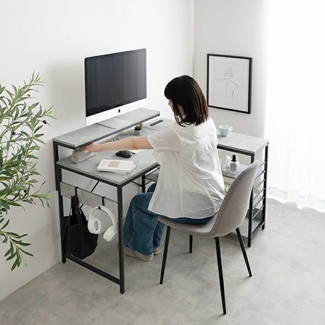 デスク机 パソコンデスク L型 幅120 収納 120幅 棚付 北欧 木製 学習机 スチール PCデスク パソコン机 モダン 一人暮らし ワンルーム テレワーク 学習 北欧パソコン