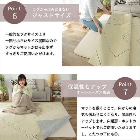 クッションマット ラグ ラグマット 120×170cm ピタリ すべり止め 下敷き 滑り止め 手洗い 防音マット 防音 防ダニ加工 ホットカーペット対応 床暖房対応 ウレタン入り下敷き 保温性 ラグ