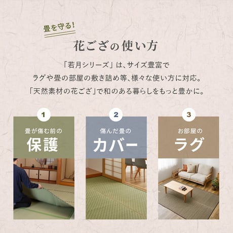 市松柄　い草カーペット　若月　江戸間3畳