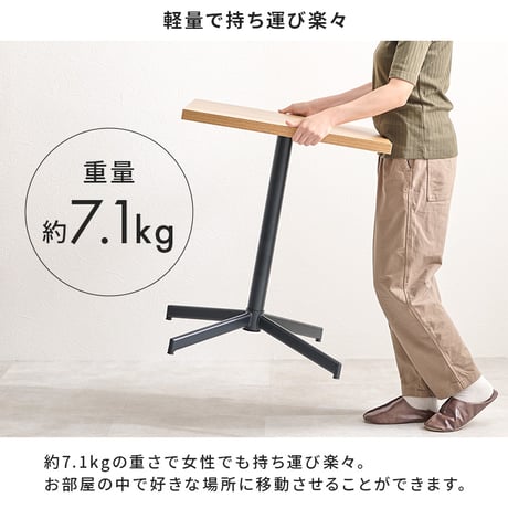 カフェテーブル LT-4930 正方形 テーブル単品 幅60×奥行60cm 木製 天然木 美しい天板 木目柄 天板 メラミン樹脂加工 コンクリート調 T字脚 おしゃれ コンパクト