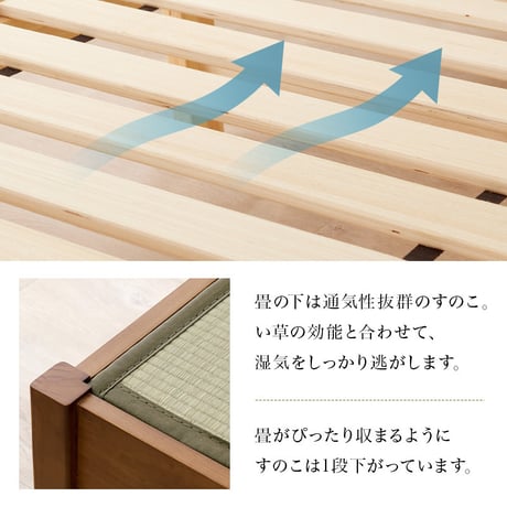 組立簡単 畳シングルベッド ベッド+畳マット 天然い草 四つ折り畳 パイン材 ベッドフレーム ベッド 畳マットレス 爽やかな 天然い草 湿気 すのこベッド 通気性抜群 コンセント2口付き 便利な宮棚