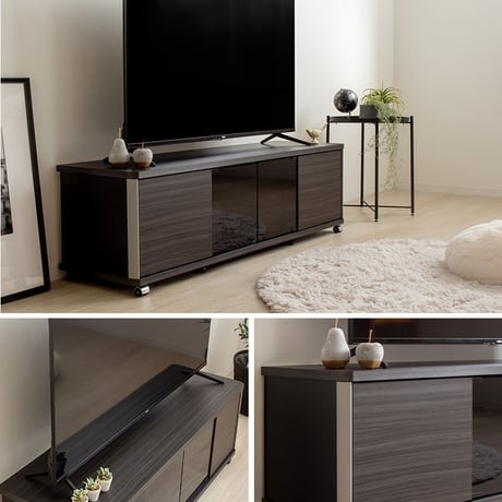 テレビ台 ローボード 55インチ 50インチ 43型 対応 幅120cm キャスター付き テレビボード TV台 TVボード AVボード ロータイプ ガラス扉 スモーク 木製 大容量 収納 おしゃれ