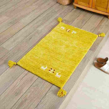 玄関マット 室内 50x80cm ミニラグ ホノカ 6色対応 玄関 ラグ おしゃれ 屋内 ウール100％ ラグマット ウールラグ 長方形 ギャッベ 手織り 防炎 オールシーズン シンプル 50×80