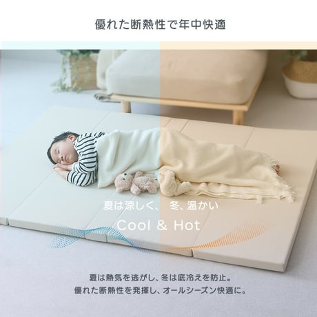 キッズ フロア マット Lサイズ 160×200cm 折りたたみ式 PU素材 子ども 子供 赤ちゃん ベビー ヨガマット ストレッチマット 騒音 防音 防水 ヨガ 厚手 4cm お