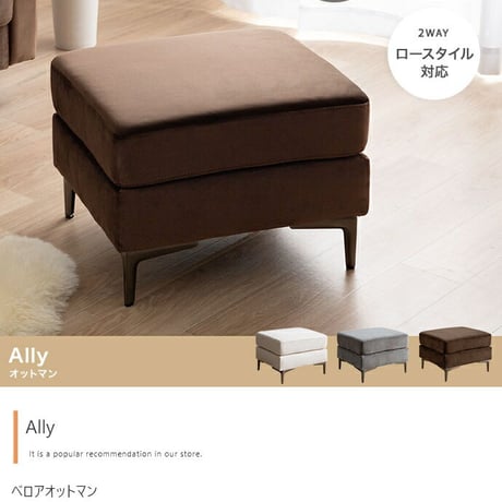 オットマン スツール 椅子 チェア ローソファー フロア ベロア ファブリック 1P 一人用 ひとりがけ 大人かわいい 小さめ リビング 一人暮らし グレー 幅56 ワンルーム 脚
