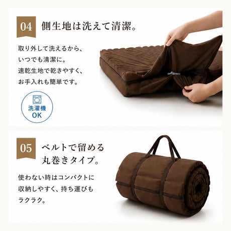 西川 マットレス 良圧 シングル  セミダブル ダブルスヤラ ウレタン 体圧分散 三つ折り 厚さ8cm ムレにくい 抗菌  圧縮梱包 コンパクトにお届け ゴールド 点で支える健康敷きふとん 圧縮梱包