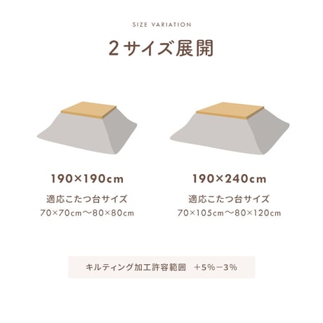 上掛け こたつ布団 ベース 190×190cm