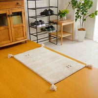 玄関マット 室内 50x80cm ミニラグ ホノカ 6色対応 玄関 ラグ おしゃれ 屋内 ウール100％ ラグマット ウールラグ 長方形 ギャッベ 手織り 防炎 オールシーズン シンプル 50×80