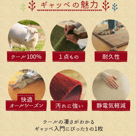 ギャッベ ギャベ チェアパッド 座布団 マット 防炎 厚手 おしゃれ ウール 羊毛 ホワイト 白 レッド 赤 グリーン 緑 グレー 青 ベージュ 手織り 段通 通年 プレゼント ギフト 新生活 ギャ