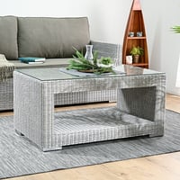 アウトドアテーブル 110cm幅 ナチュラル シンセティックラタン コード ラタン調 テーブル 屋外 屋内 大型 耐候性 撥水性 耐久性 アウトドア キャンプ プールサイド ガーデン 庭 ベランダ