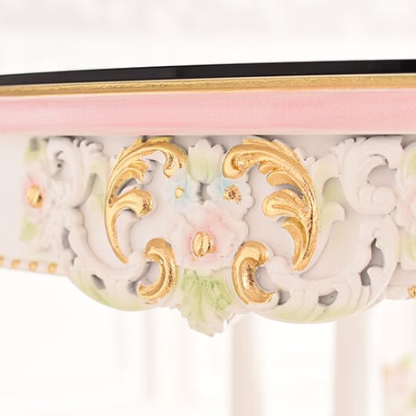 テーブル 6人用 幅160cm ダイニングテーブル 楕円形 チェア ROCOCO ダイニングセット 7点セット 160cm 楕円 ガラス付 イタリア製チェア ロココ調 姫系 猫脚 アンティーク調 ヨ