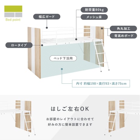 システムベッド システムベッド デスク＋ワゴン＋ベッド 3点セット ロフトベッド ベッド下収納 キャスター付き デスク 学習デスク 勉強机 サイドワゴン かわいい 子供部屋 キッ