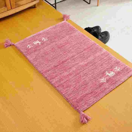 玄関マット 室内 50x80cm ミニラグ ホノカ 6色対応 玄関 ラグ おしゃれ 屋内 ウール100％ ラグマット ウールラグ 長方形 ギャッベ 手織り 防炎 オールシーズン シンプル  50×8