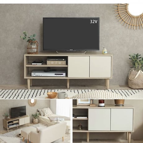 バイカラーテレビボード 幅110cm テレビ台 リビングボード テレビラック TVボード TV台 TVラック おしゃれ AV収納 ナチュラルモダン コンパクト 収納 扉付き Eri