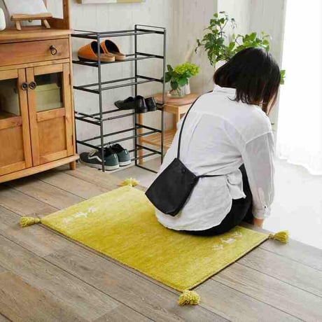 玄関マット 室内 50x80cm ミニラグ ホノカ 6色対応 玄関 ラグ おしゃれ 屋内 ウール100％ ラグマット ウールラグ 長方形 ギャッベ 手織り 防炎 オールシーズン シンプル  50×8