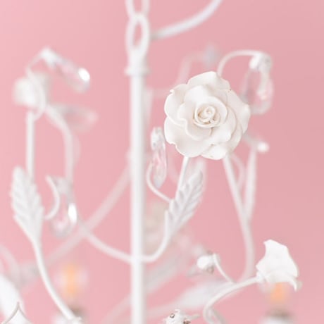 ロココ 調 シャンデリア LED電球付き 6灯 プリンセスホワイトROSE お手軽6灯シャンデリア 引っ掛けシーリング付き 簡単取り付け 天井照明 おしゃれ 6畳 ダイニング リビング 姫系 ローズ