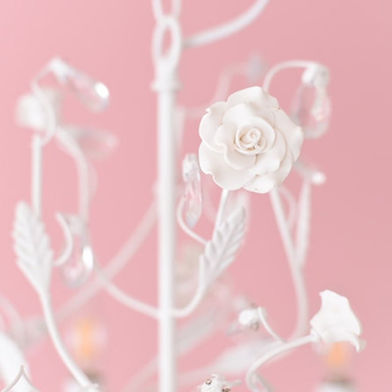 ロココ 調 シャンデリア LED電球付き 6灯 プリンセスホワイトROSE お