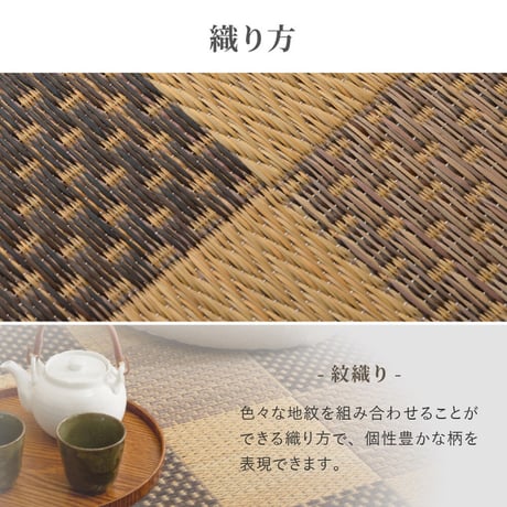 裏付き  市松柄　い草カーペット　うしお　江戸間3畳