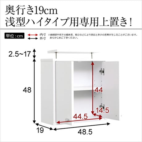 コレクションラック 浅型ハイタイプ専用上置き Luke ルーク 2色対応 収納棚 ラック 上置き すき間収納 隠す収納 壁面収納 天井 つっぱり 転倒防止 耐震対策 可動棚 2段