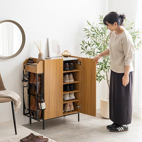 キャビネット 収納家具 マルチラック 多機能 小物入れ リビング スリッパ 玄関 下駄箱 シューズボックス キッチン 食器棚 サニタリー 石目調 木目調 左右入れ替え 子供部屋 S