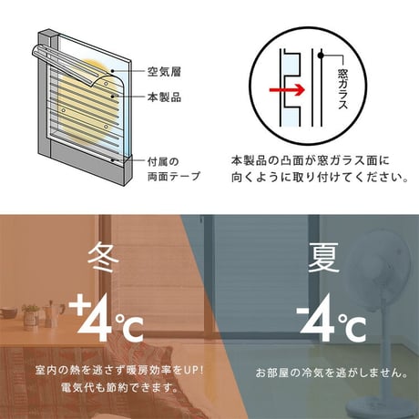 すりガラス調断熱二重窓パネル 12枚入り (6枚×2セット)