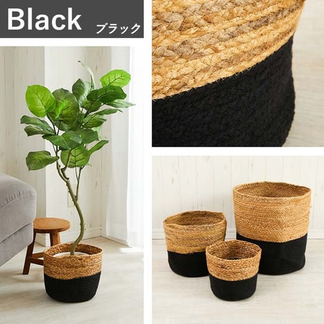 鉢カバー バスケット Mサイズ フーバー 2色対応 直径26cmx高さ24cm プランターカバー おしゃれ 植木鉢カバー 7号 6号 観葉植物 鉢 カゴ 丸型 折りたたみ 収納 コンパクト 麻 綿