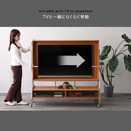 キャスター付き  TVスタンドシェルフ  キャスター  可動式  収納棚  耐荷重  スチールフレーム  安定性  配線収納  高さ調節  組立簡単  モダンデザイン【NIVEL-ナイベル-】