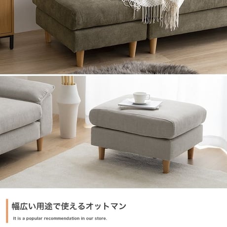 カウチ ソファー ソファ コンパクト 2 人 掛け 3 人 掛け 片 肘 オットマン 2点セット オットマン付き ベージュ グレー 灰色 モノトーン 淡色 ふたり掛け 2人用 3人