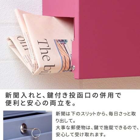 新聞受け付き壁掛けポスト Miche ミケ PST-004