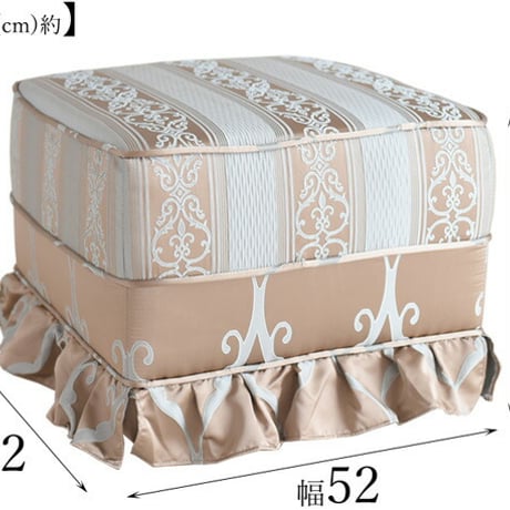 アンティーク調 オットマン イタリアン フィオーレ ゴールド ブルー スツール 幅52cm エレガント クラシック 足置き 輸入家具 ヨーロピアン リビング家具 アンティーク調 高級 ドレッサー椅子