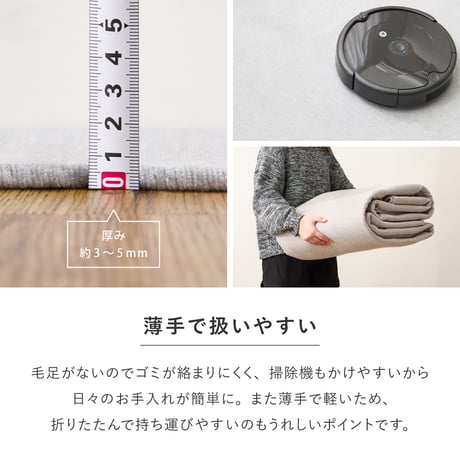 カーペット ラグ 敷き詰める 江戸間3帖 約176×261cm 大判 大きい 大きめ ラグマット マット 長方形 敷物 敷くもの 薄手 折りたたみ ホットカーペット対応 床暖房対応 おしゃれ 裏面不