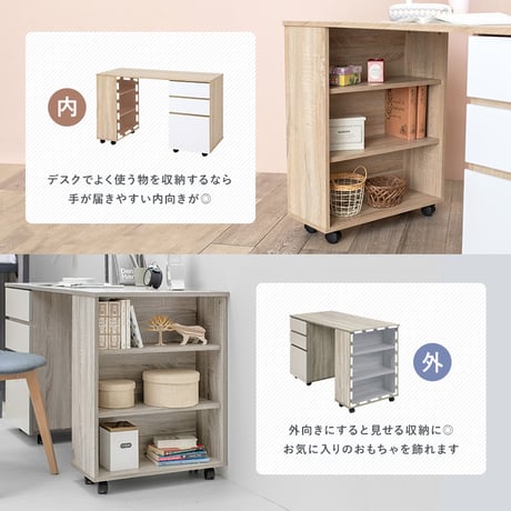 システムベッド RB-1642S デスク＋ワゴン＋ベッド 3点セット ロフトベッド ベッド下収納 キャスター付き デスク 学習デスク 勉強机 サイドワゴン かわいい 子供部屋 キッ